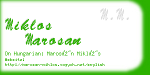 miklos marosan business card
